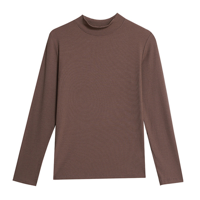 莫代尔螺纹半高领长袖T恤