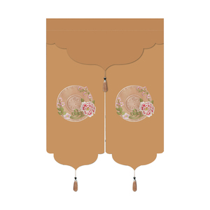 中式门帘布艺半帘卧室厨房卫生间隔断风水帘中国风家用免打孔挂帘
