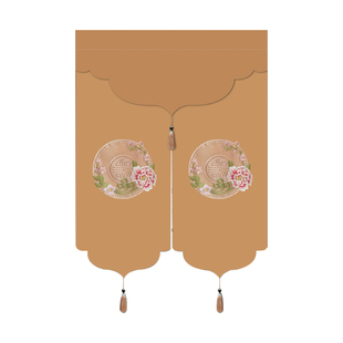 中式门帘布艺半帘卧室厨房卫生间隔断风水帘中国风家用免打孔挂帘