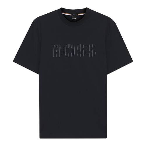 【七夕礼物】BOSS博斯 男士26夏季新款条纹艺术徽标棉质短袖 T 恤