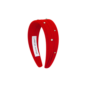 Masion Wester2025夏季新款雪纺系列闪钻叠褶宽发箍-红色