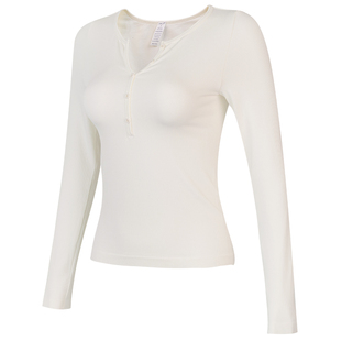 2025新款瑜伽服长袖女修身显瘦内搭健身衣亨利衫跑步训练运动上衣