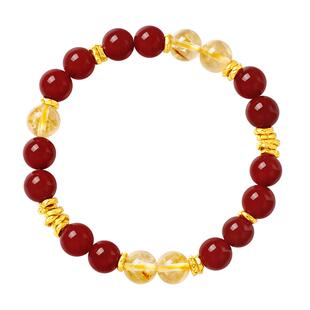 周大生黄金手链骐骥红玛瑙手串女紫水晶盘缠手饰本命年新年礼物