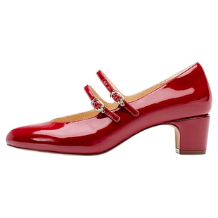 LINGMEICHEN玛丽珍鞋红色高跟鞋2026春新款单鞋法式真皮皮鞋婚鞋