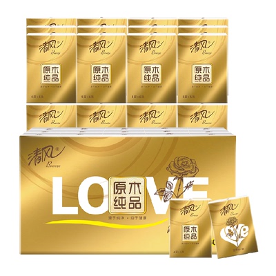 清风卡皮巴拉手帕纸4层6张30包