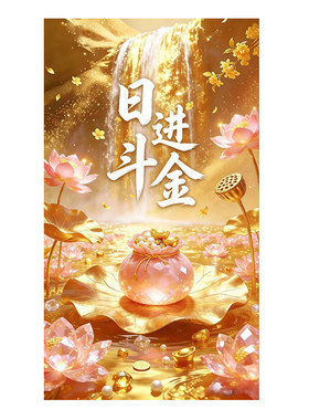 中式日进斗金入户门玄关装饰画客厅招财走廊过道满地黄金墙壁贴画