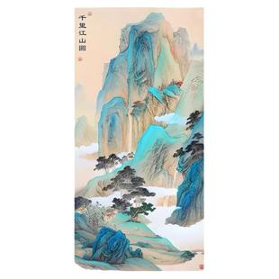 千里江山图十字绣2025新款线绣客厅竖版玄关风景山水画自己绣手工