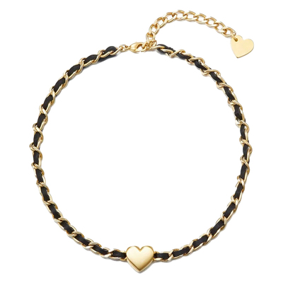Rose同款减龄爱心穿皮项链choker
