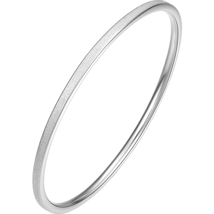 周六福S999足银手镯女纯银饰古法传承银手镯子磨砂简约情侣年轻款