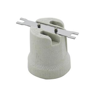 E27螺口浴霸全牙灯头灯座带支架底座加厚耐高温浴霸灯泡陶瓷灯头