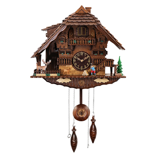 汉时咕咕钟2025新款客厅装饰静音时钟餐厅玄关挂墙钟表布谷鸟挂钟