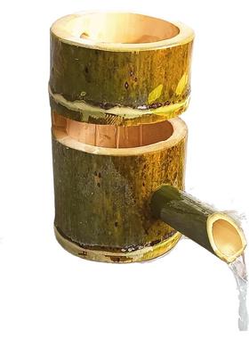 手工竹筒摆件田园竹子流水加湿器