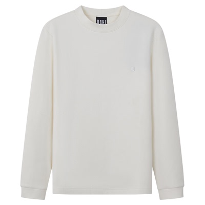 USHI悠时 简约圆领时尚纯色基础长袖T恤休闲通勤内搭舒适上衣男装