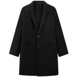 【兰精天丝】太平鸟男装羊毛大衣中长款冬双面呢子外套