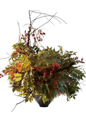 鲲屿 大堂新中式寂风秋色仿真花【秋韵凝翠】 酒店迎宾处大厅花艺