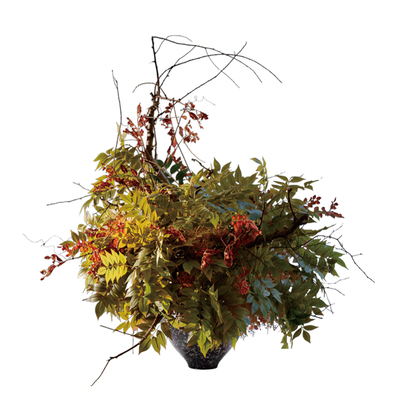 鲲屿 大堂新中式寂风秋色仿真花【秋韵凝翠】 酒店迎宾处大厅花艺