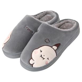 男士棉拖鞋男冬季居家毛绒保暖家用可爱卡通防滑厚底棉拖鞋女冬天