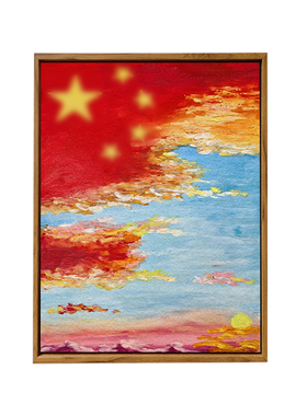 国庆节红色主题手工活动肌理画
