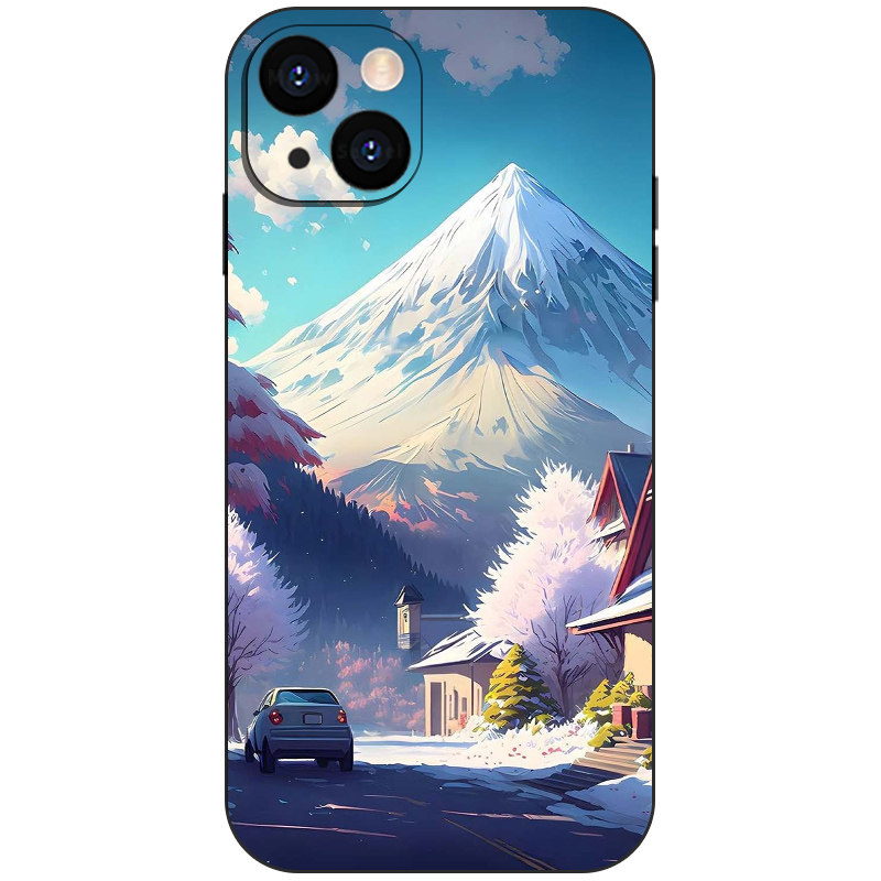 冬日小镇ins治愈风雪景唯美手绘插画磨砂硅胶手机壳适用iPhone16苹果17ProMax小众清新二次元防摔磁吸保护套