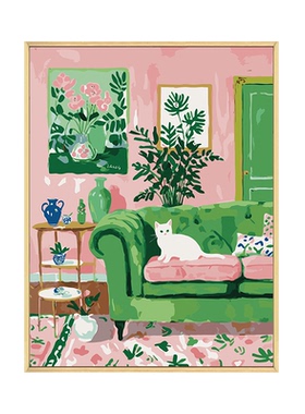 马蒂斯猫咪diy数字油画装饰画