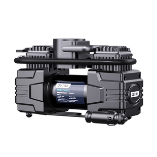 得力双缸车载充气泵汽车专用轮胎电动大功率打气泵带测胎压气压表