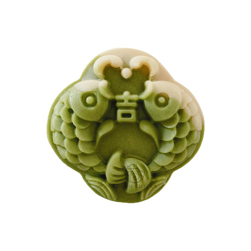 63g吉祥双鲤绿豆糕点模具连鲤双鱼中秋节日烘焙月饼模具面团按压