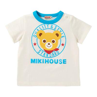 MIKIHOUSE 日本制小熊小兔圆形印花儿童短袖12-5232-799