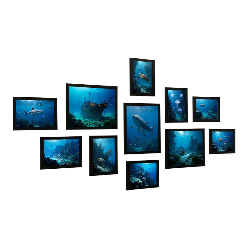 深海海洋世界海底生物相框墙