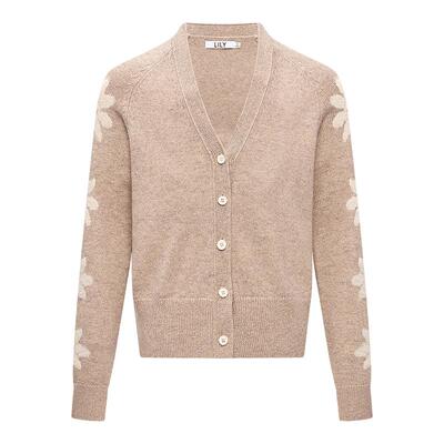 LILY羊毛混纺通勤撞色针织开衫