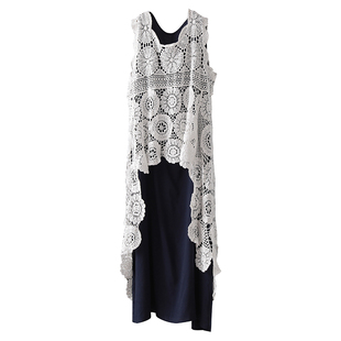 镂空针织罩衫外搭夏季薄钩花长背心小衫设计感搭配吊带裙蕾丝上衣