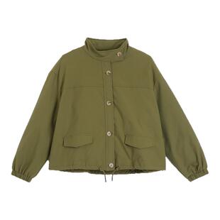 SANI时尚立领夹棉抽绳下摆短款外套通勤休闲落肩袖夹克女26秋季