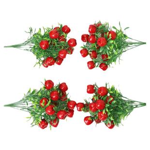 石榴果枝红果发财果仿真花假花插花婚庆花艺家居客厅玄关装饰摆件