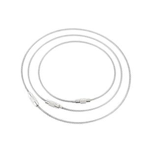 304不锈钢丝绳圈收纳钥匙扣吊牌线圈登山扣连接绳户外带锁环挂件