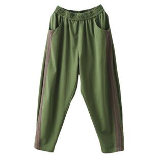 园园美衣复古针织棉贴布卫裤休闲裤女松紧腰运动裤时尚显瘦哈伦裤