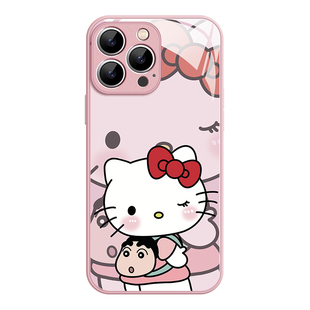 小新背包适用iphone17promax苹果16小米15华为mate70新款pura80荣耀400一加13T玻璃vivoS30红米k90情侣手机壳