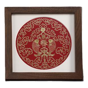 礼师傅铜雕画《吉庆有余》办公家居装饰画錾刻金属画摆台商务礼品