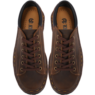 疯家自制 厚底短脸马丁靴低帮男女鞋中古松糕工装鞋子