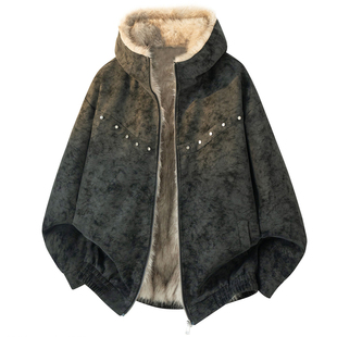 PAEFA 美式高街座山雕全毛内胆铆钉小众设计感抗寒保暖棉服男女款