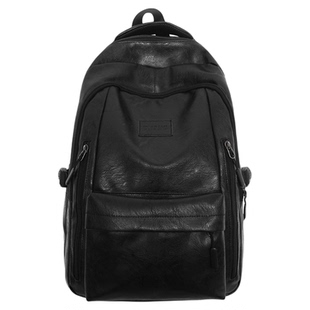 NIN韩系ins韩版休闲学生百搭大容量背包男女双肩书包皮质英伦风潮