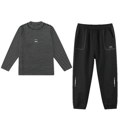 奕时代胖男童运动套装秋冬大童打底衫休闲加绒裤子两件套大码男孩