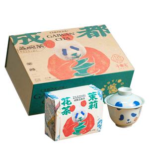 茉莉花茶+熊猫盖碗杯组合套装