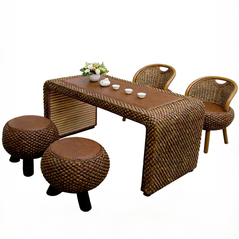 藤编茶几阳台喝茶桌椅组合藤椅迷你小茶桌休闲日式藤桌家用小茶台