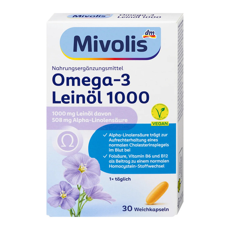 德国Mivolis亚麻籽油Omega3胶囊