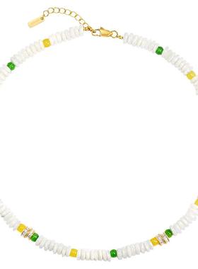 GRGR黄绿色玛瑙贝壳手工串珠项链