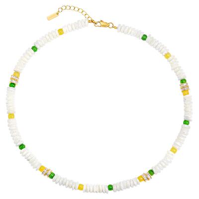 GRGR黄绿色玛瑙贝壳手工串珠项链