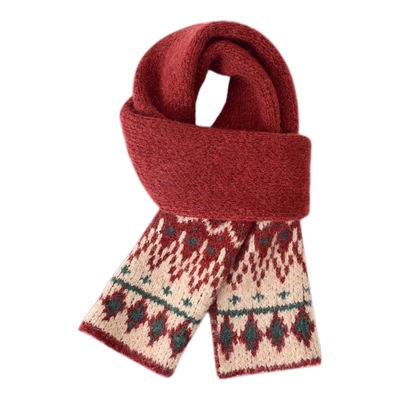 新年红色儿童围巾男童女孩秋冬宝宝保暖加厚针织婴儿围脖护颈脖套