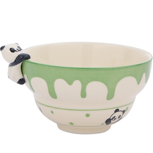 家用漂亮的饭碗个人专用精致创意碗陶瓷碗可爱釉下彩碗具熊猫浮雕