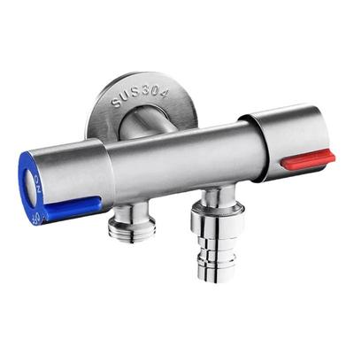 304不锈钢加长角阀一进二出三通分水阀双控双出水龙头一分二接头