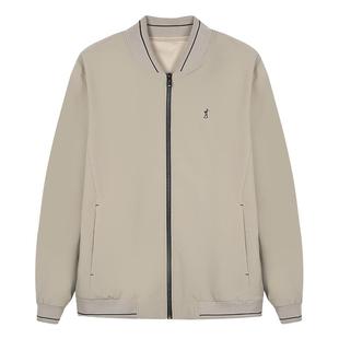 才子男装撞色棒球领夹克男士2025春秋季新款商务休闲刺绣黑色外套