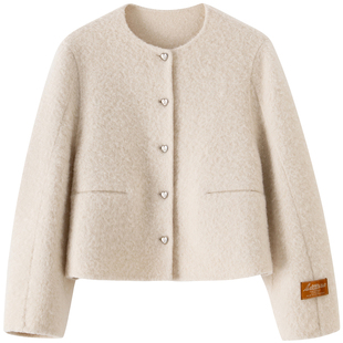 【绵羊毛】BANANA BABY2025年冬季新款小香风毛呢外套女短款大衣